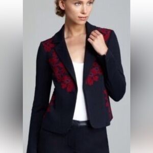 Tory Burch Navy Blazer with Red and Blue Embroidery